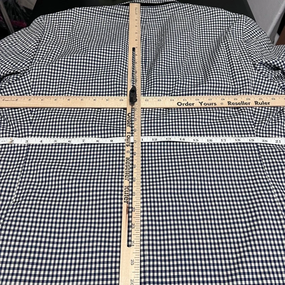 Kroon Sport Coat Mens 44R Navy Gingham Check Wool Blend Bono Blazer Stretch